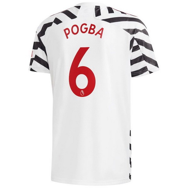 Camiseta Manchester United NO.6 Pogba Tercera Equipación 2020-2021 Blanco